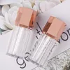 Storage Bottles 5ml Empty Hexagonal Clear Lip Glaze Tube Gloss With Rose Gold Cap 24pcs