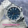 Luxury AP Wrist Watch Royal Oak Series 15551st Blue Plate en acier original Image de diamant Automatique Mélange de femmes 37 mm