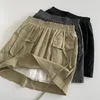 スカート女性のためのファッションカーゴスカートソリッドハイウエストAラインソフトハーフメスの夏、裏地付きのオールマッチのミニ