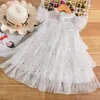 Girl's Dresses Summer Girls Sequins Dress Ruffles Elegant Kids Dress for Girls Cake Layered Dress Princess Birthday Wedding Party Girls DressesL2404