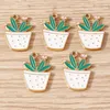 Charms 10pcs 16x23mm Cute Enamel Pot Plant Pendants For Earrings Necklace Bracelets DIY Handmade Crafts Jewelry Making Accessory