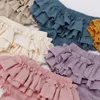 Shorts mjuk andningsbar bomull baby ruffle bloomers söt tutu kjol shorts vår sommar pojkar flickor ren färg pp shorts bröd byxor h240425