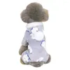 Hondenkleding vierveter jumpsuit Stijlvol winter huisdier warme fleece pyjama's schattige cartoonpatroon outfit voor kleine honden