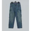 Designer marki highend dżinsy Moda Trójwymiarowy projekt drukowania USA rozmiar niebieskie dżinsy Wysokiej jakości przystojne dżinsy męskie 75