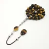 Одежда мужчина Tasbih Natural Tiger Eye Stone Musstrim Prayer Beads Исламские Ид Рамадан Подарки Гуали