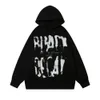 Hip Hop Street Hellstar Hoodies Set Rock Washed Flame Letter Print Hooded Pullover Men Femmes surdimensionnées surdimension