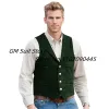 Vests Mens Suit Vest Suede Leather Four Buttons Vintage Waistcoat with Lapel For Groosmen Wedding Gilet Homme