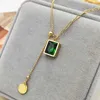 Anhänger Halsketten Frauen Modeeinkommen Vintage Quasten Emerald Block Anhänger Choker Girl Jubiläum Party Schmuckliebhaber Geburtstag Hochzeitsgeschenk