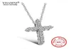 Yhamni Luxury Original 925 Sterling Silver Pendant Necklace Princess Luxury Diamond ketting Hanger voor dames en vrouwen N101260951