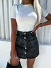Faldas mini mezclador de mezclilla vintage vintage botón de bolsillo delantero de cintura en jean skorts streetwear