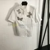 Crystal papillon T-shirt Femmes Blans à manches courtes Bloues de style décontracté d'été T-shirts
