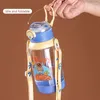 Bottiglie d'acqua 600 ml di bottiglia carina per bambini Coppa Sippy con drink per bambini portatili portatili esterni a perdita di paglia