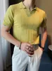 Ice Silk Silk Shirt Polyester Mengs Mix Korte Mouw T -shirt Zomer gebreide mannen Polo shirt