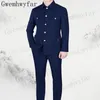 Suisses masculines Gwenhwyfar Affrica Style Collar Africa Men Sliver Button Blazer Pantal