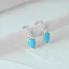 Boucles d'oreilles étalon de conserve vintage zircon turquoise s925 Sterling Silver Geometric Women's Polyboutle Birthday