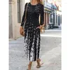 Casual Dresses Autumn/Winter Elegant Women's Clothing Ethnic Style Tryckt långärmad lös klänningskjol Ropa de Mujer Vestidos