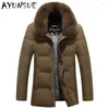 Mens ner Winter Parka 2023 White Duck Men tjock Casual Coat Pure Fur Collar Warm Jacket Plus Size HJ379