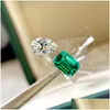 Anneaux Charm Emerald Dimaond Promise Ring 925 Sterling Sier Engagement Band For Women Bridal Jewelry Gift Drop Livrot OtGeh