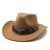 Brede rand hoeden emmer hoeden unisex buitenste wijn rode binnenkant tan jazz fedoras man hoed cowboy hoed tauren riem spoed mannen vrouwen brede panama trilby caps herfst y240425