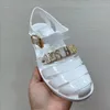 Nieuwste jelly sandalen ontwerper transparante slippers vrouwen mannen platglaasjes rubberen zool slippers sandaal veter buiten schoenen ontwerper 35-41