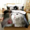 Set Cat Däcke Cover Set Girls Boys Sweet Blue Cat 3D Print Bedding Set Bold Blue Animal Double King Size Polyester Quilt Cover