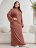 Vêtements ethniques Ramadan Middle East Dubaï Femmes musulmanes 2 pièces Abaya Fashion Striped Top Long Jirt Robe Femme