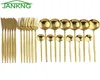 24PCS Gold Dinnerwaren Mirror Bastlery Set 304 Edelstahl -Tisch Geschirr Western Silberwaren Küchenmesser Löffel Gabel Set 2011399403