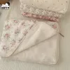 Ställer in Baby Flower Print Muslin -filt täcke för sommar spädbarn Floral Muslin Comporter tupplur Täckning för baby sängkläder täcken för winte