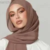 Hidżabs 2 -częściowy zestaw zwykły kolor szyfonowy szalik hidżab żeńskie islamskie podkładki okładki okłady dla kobiet hidżabs włosy szaliki D240425