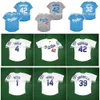 Kob Vintage Brooklyn Baseball Jersey Jackie Robinson Sandy Koufax Duke Snider Pee Wee Reese Gil Hodges Roy Campanella White Blue Taille S-xxxxl