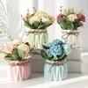 Decorative Flowers Hydrangea Artificial Flower With Vase Potted Plant Living Room Dining Tabletop Home Decoration Fake Plants Christmas