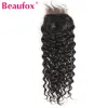 Perruques Beaufox Brésilien Water Wave Lace Fermeure 4x4 100% Human Hair Ferme Remy Free Part Medium Brown 820 pouces