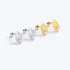 Stud Earrings SOFTPIG Real 925 Sterling Silver Zircon CZ Leaves Piercing Screw Ball Thread Bead For Women Cute Fine Jewelry