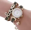 Nouveau cadeau Quartz Watch Wrap autour des montres bracelet Chaîne Crystal Leather Love Bracelet Women039s Wristwatch9858508