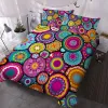 Oreiller ensembles de literie Mandala colorés avec couvre de couette 3 pièces de lit avec 2 camarades d'oreiller