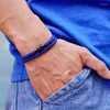 Braccialetti di fascino negli uomini corda di corda di bracciale magentico telaio in acciaio inossidabile corde a doppio strato di brasalette spiaggia surfista brazaleta pulseira