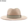 Chapeaux à bord large chapeau seau de panama Summer Str Hat Mens Wide Brim Breathable Sunshine Beach Str Hat Uv Protection Fedora C J240425