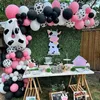 Dekoracja imprezy 76PCS Cow Balon Balon Garland Arch Kit 12 -calowy łańcuch nadruku na farmy urodziny