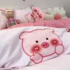 SET SOLSTICE Home Textile White Pink Cartoon Pig Bianchetta set ragazza adolescenti adolescenti