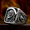 Gothic Vintage Death Sickle Skull Skull Ring pour hommes 316L