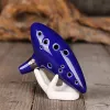 Instrument Ocarina,12 Tones Alto C Ceramic Ocarina Musical Instrument with Song Book Neck String Neck Cord Carry Bag, Blue