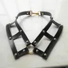 Hängen harajuku Dark Fashion Rivet Punk goth handgjorda läder guldfärg o-rund choker bälte sexig collarn halsband klubbfest