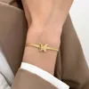 Gerichte roestvrijstalen matte vlinder Braam armband voor vrouwen titanium stalen slangenketen Bangle vrouwelijke mode feest sieraden