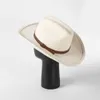 Wide Brim Hats Bucket Hats White % Wool Denim Hat Womens and Mens Outdoor Fedora Jazz Hat Riding Horse Hat Fashion Western Cowboy Hat Belt Accessories Y240425