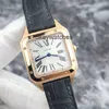 Cadrans travaillant automatiques montres Carter Watch Womens Sandoz Series carré 18K Rose Gold Stone English Movement Nouveau