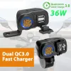 Impresoras QC3.0 Motocicleta Dual Cargador USB CARGA RÁPIDA Voltímetro Termómetro Pantalla digital 36W Teléfono móvil Cargador Socket