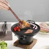 Non-stick Japanese Alcohol Stove Korean Portable Roasting Meat Tools Barbecue Grill Detachable Mini Barbecue Stove Camping 240422