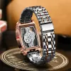 Watches 2023 Fashion Men's Watches Patent Tonneau Type Square Watch Transparent Skeleton Watch Sports Waterproof Luxury Leather Watch