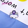 Cluster Rings Big Round Purple Oval Ring 925 Sterling Silver Jewelry For Women Wide Opal Wedding Valentine's Day Gift