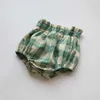 Clothing Sets Baby Girls Clothes Vintage Style Baby Girl Clothing Set Green Big Plaid Toddler Suit H240425